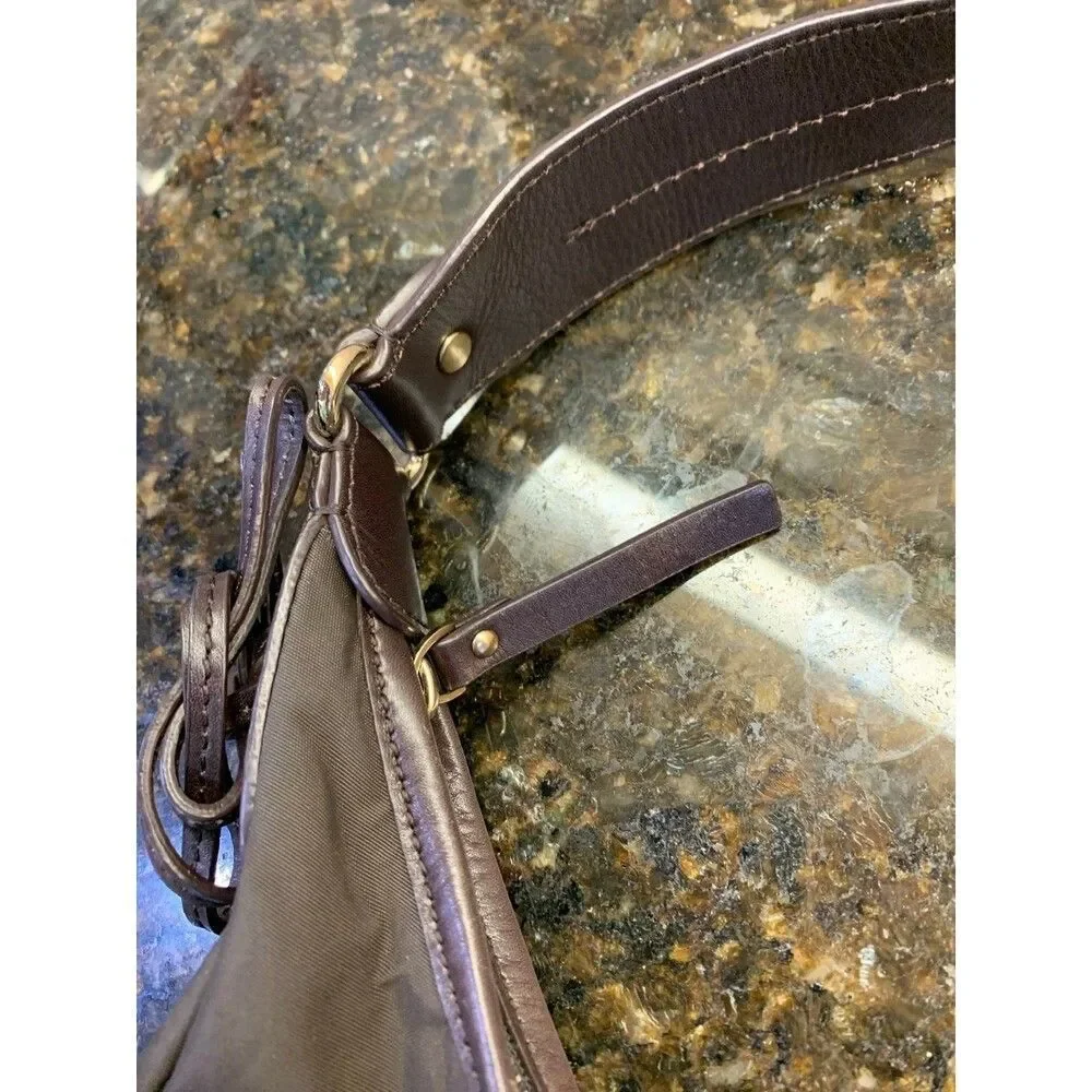 Kate Spade Flatiron Nylon Bag Purse Hobo Brown EUC